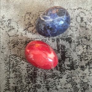 Vibrant Blue and Red Accent Decor Pieces